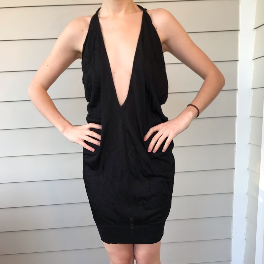 renee c. Black Plunging Neckline Dress (sz. S/M)